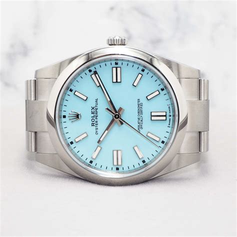 used rolex blue oyster|Rolex 41mm tiffany blue.